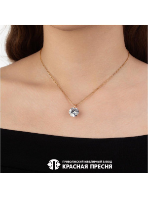 Подвеска бижутерия, покрытие - золочение, вставка - фианит (недрагоценный камень)