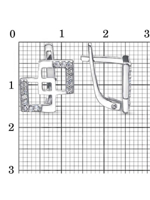 Серьги серебро 925 пробы, покрытие - родирование, вставка - фианит (недрагоценный камень)