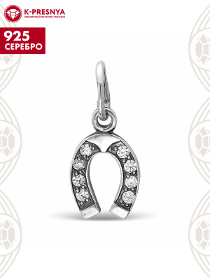 Подвеска серебро 925 пробы, покрытие - оксидирование, вставка - фианит (недрагоценный камень)