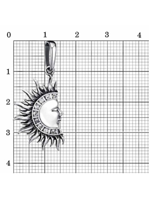 Подвеска бижутерия, покрытие - серебрение с оксидированием, вставка - стекло ювелирное preciosa