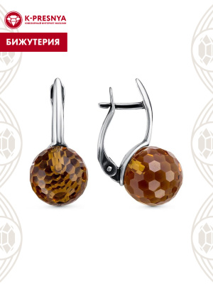 Серьги бижутерия, покрытие - серебрение с оксидированием, вставка - искусственный султанит