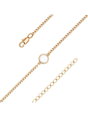 Браслет серебро 925 пробы, покрытие - золочение, вставка - перламутр