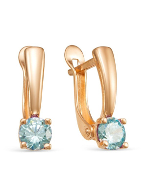 Серьги бижутерия, покрытие - золочение, вставка - фианит (недрагоценный камень)