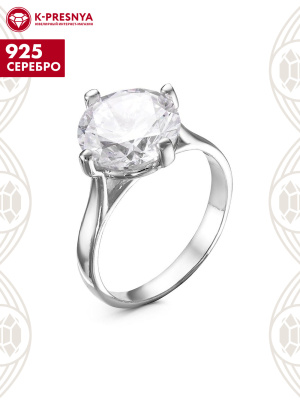 Кольцо серебро 925 пробы, покрытие - оксидирование, вставка - горный хрусталь