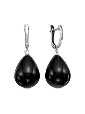 Серьги бижутерия, покрытие - серебрение с оксидированием, вставка - имитация жемчуга