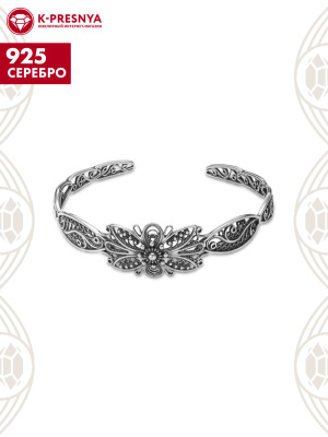 Браслет серебро 925 пробы, покрытие - оксидирование, без вставок