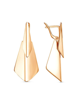 Серьги серебро 925 пробы, покрытие - золочение, без вставок