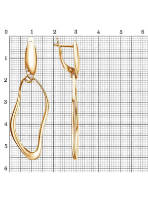 Серьги серебро 925 пробы, покрытие - золочение, вставка - фианит (недрагоценный камень)