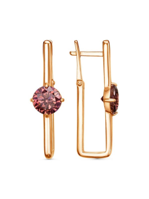 Серьги серебро 925 пробы, покрытие - золочение, вставка - фианит (недрагоценный камень)