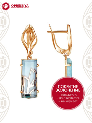 Серьги бижутерия, покрытие - золочение, вставка - стекло ювелирное собственной огранки