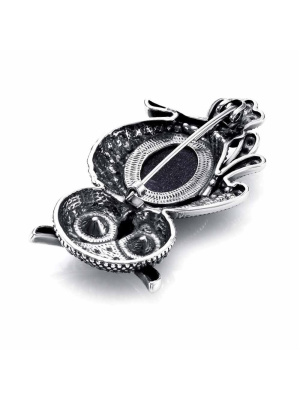 Брошь бижутерия, покрытие - серебрение с оксидированием, вставка - искусственный авантюрин, стекло ювелирное preciosa