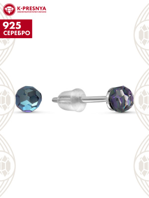 Серьги серебро 925 пробы, покрытие - родирование, вставка - стекло ювелирное preciosa