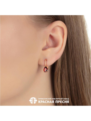 Серьги серебро 925 пробы, покрытие - золочение, вставка - фианит (недрагоценный камень)