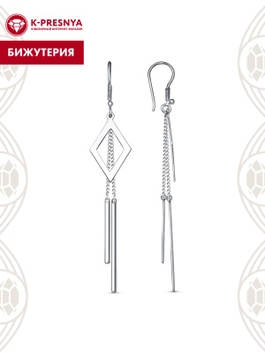 Серьги бижутерия, покрытие - платинирование, без вставок