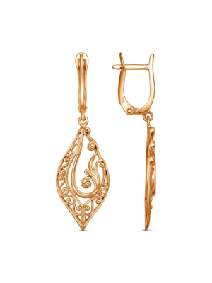 Серьги серебро 925 пробы, покрытие - золочение, без вставок