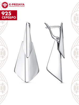Серьги серебро 925 пробы, покрытие - платинирование, без вставок