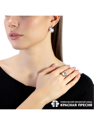 Серьги серебро 925 пробы, покрытие - золочение, вставка - фианит собственной огранки (недрагоценный камень)