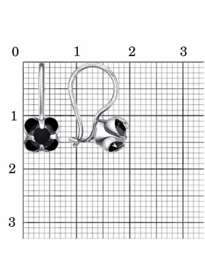 Серьги бижутерия, покрытие - серебрение с оксидированием, вставка - стекло ювелирное preciosa