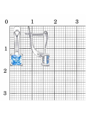 Серьги серебро 925 пробы, покрытие - родирование, вставка - фианит (недрагоценный камень)