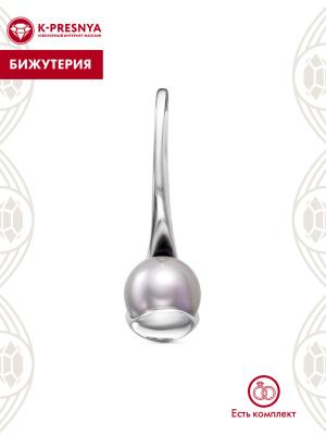 Подвеска бижутерия, покрытие - серебрение с оксидированием, вставка - имитация жемчуга