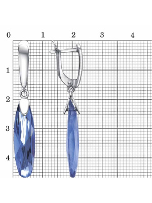 Серьги бижутерия, покрытие - платинирование, вставка - стекло ювелирное собственной огранки