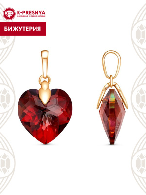 Подвеска бижутерия, покрытие - золочение, вставка - ювелирное стекло европейской огранки