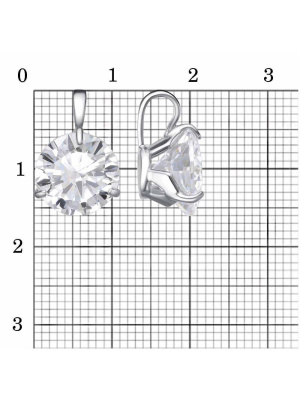 Подвеска бижутерия, покрытие - платинирование, вставка - фианит (недрагоценный камень)