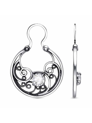 Серьги серебро 925 пробы, покрытие - оксидирование, без вставок