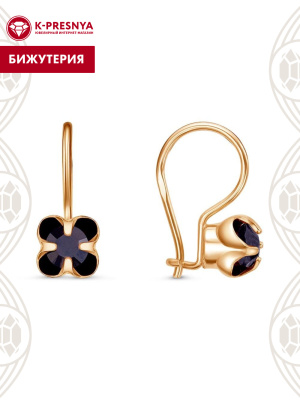 Серьги бижутерия, покрытие - золочение, вставка - стекло ювелирное preciosa