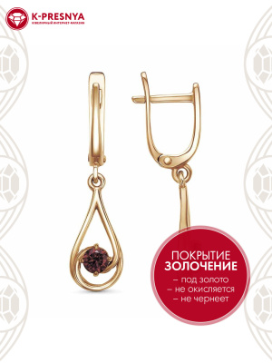 Серьги серебро 925 пробы, покрытие - золочение, вставка - фианит (недрагоценный камень)