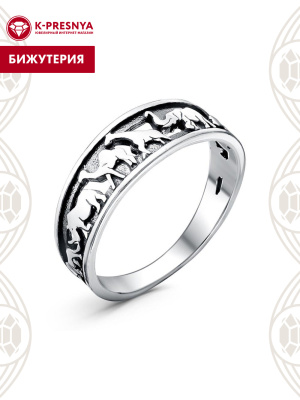 Кольцо бижутерия, покрытие - серебрение с оксидированием, без вставок