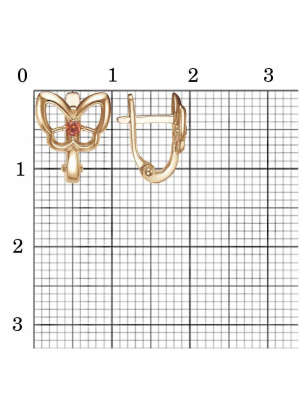 Серьги бижутерия, покрытие - золочение, вставка - фианит (недрагоценный камень)