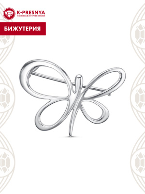 Брошь бижутерия, покрытие - платинирование, без вставок