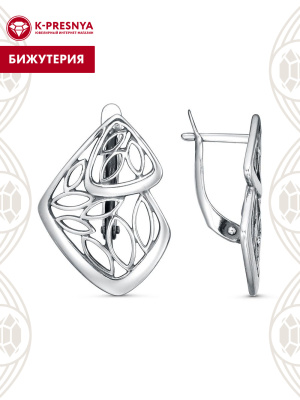 Серьги бижутерия, покрытие - серебрение с оксидированием, без вставок