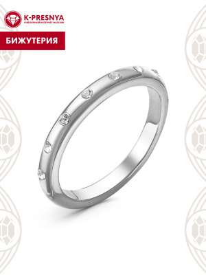 Кольцо бижутерия, покрытие - серебрение, вставка - стекло ювелирное preciosa