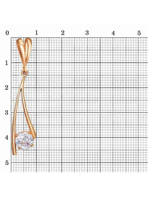 Подвеска серебро 925 пробы, покрытие - золочение, вставка - фианит (недрагоценный камень)