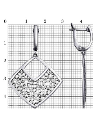 Серьги серебро 925 пробы, покрытие - оксидирование, без вставок