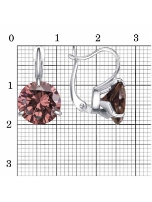 Серьги бижутерия, покрытие - платинирование, вставка - фианит (недрагоценный камень)
