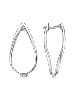 Серьги серебро 925 пробы, покрытие - родирование, без вставок