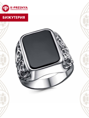 Кольцо бижутерия, покрытие - серебрение с оксидированием, вставка - стекло ювелирное собственной огранки