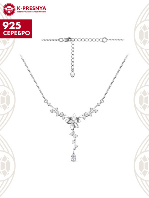 Колье серебро 925 пробы, без покрытия, вставка - фианит (недрагоценный камень)