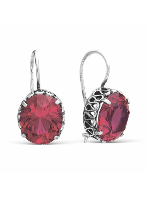 Серьги бижутерия, покрытие - серебрение с оксидированием, вставка - стекло ювелирное