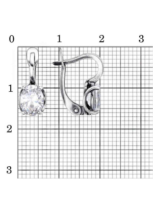 Серьги бижутерия, покрытие - серебрение с оксидированием, вставка - фианит (недрагоценный камень)