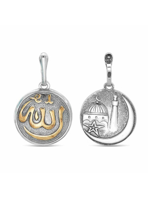 Подвеска серебро 925 пробы, покрытие - оксидирование, выборочное золочение, без вставок