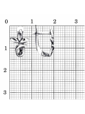 Серьги бижутерия, покрытие - серебрение с оксидированием, отделка - алмазная грань, без вставок