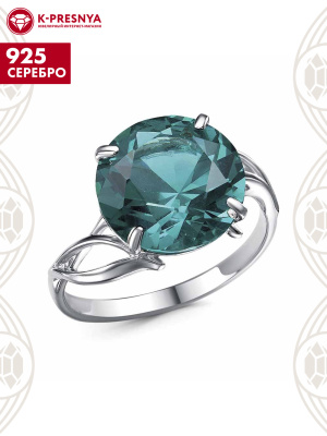 Кольцо серебро 925 пробы, покрытие - родирование, вставка - ситалл собственной огранки
