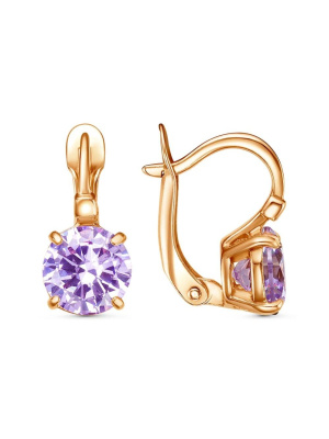 Серьги бижутерия, покрытие - золочение, вставка - фианит (недрагоценный камень)