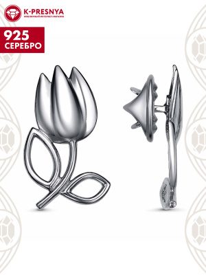 Брошь серебро 925 пробы, покрытие - оксидирование, без вставок