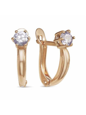 Серьги бижутерия, покрытие - золочение, вставка - фианит (недрагоценный камень)