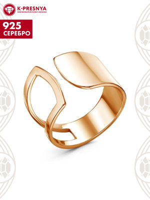 Кольцо серебро 925 пробы, покрытие - золочение, без вставок